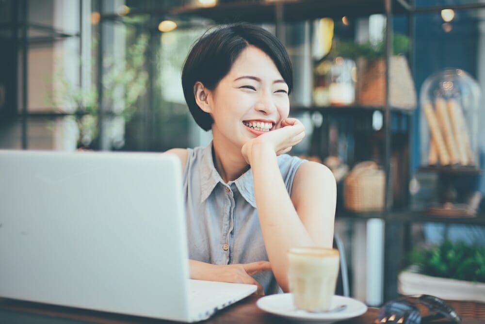 Happy woman at work