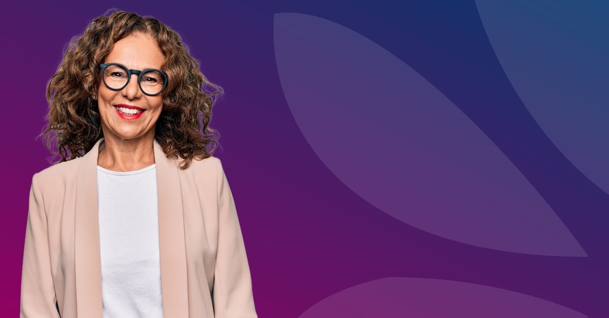 What is fractional talent text written on article banner next to photo of professional woman